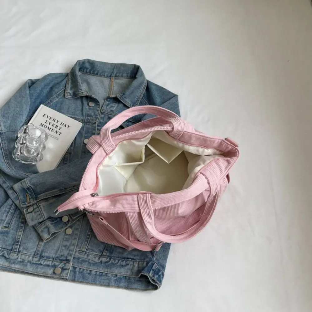 Casual cor sólida veludo bolsa de ombro casual grande capacidade lona sacola bolsa estilo coreano crossbody saco feminino