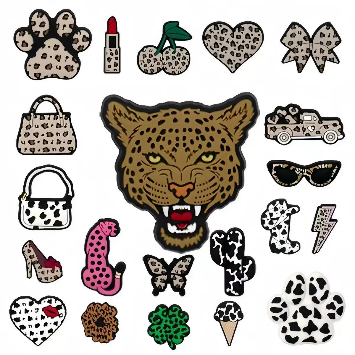 16-100PCS Personalized Leopard Print Shoe Charms For Sandals,Shoe Decoration Accessories Shoe Pins Great Gift For Men Wom