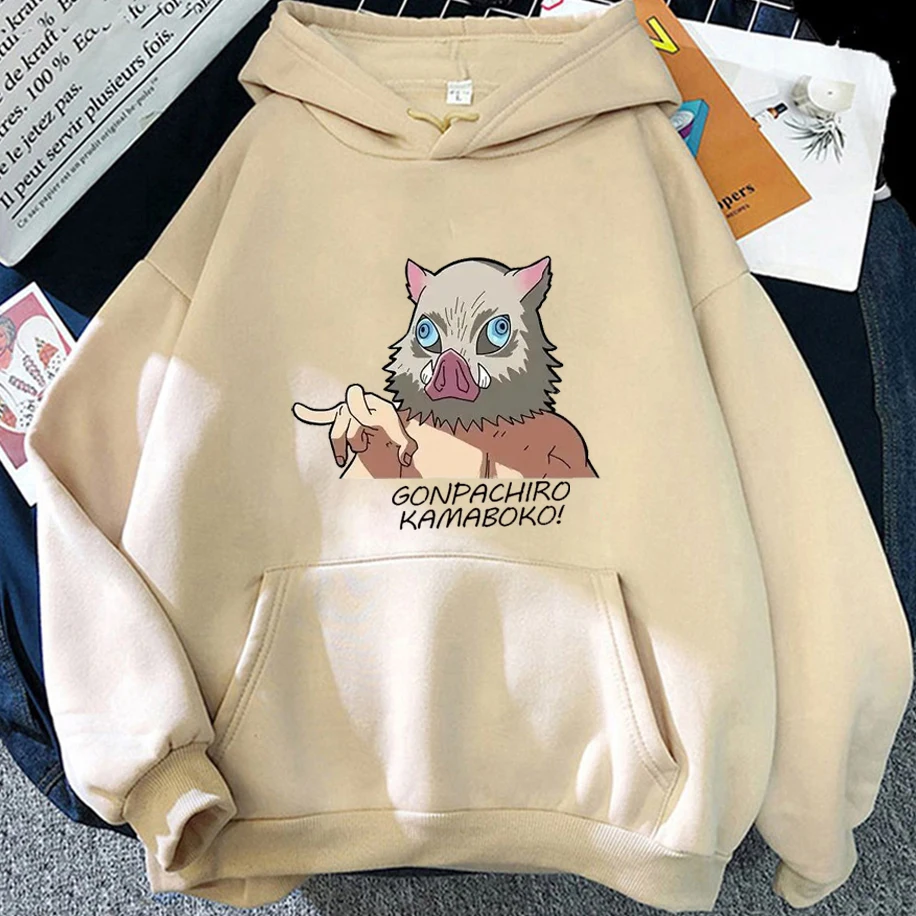 Harajuku Anime Demon Slayer Hashibira Inosuke Graphic Men Woman Hoodies Casual Ample Summer Unisex Clothing Funny Oversize Tops