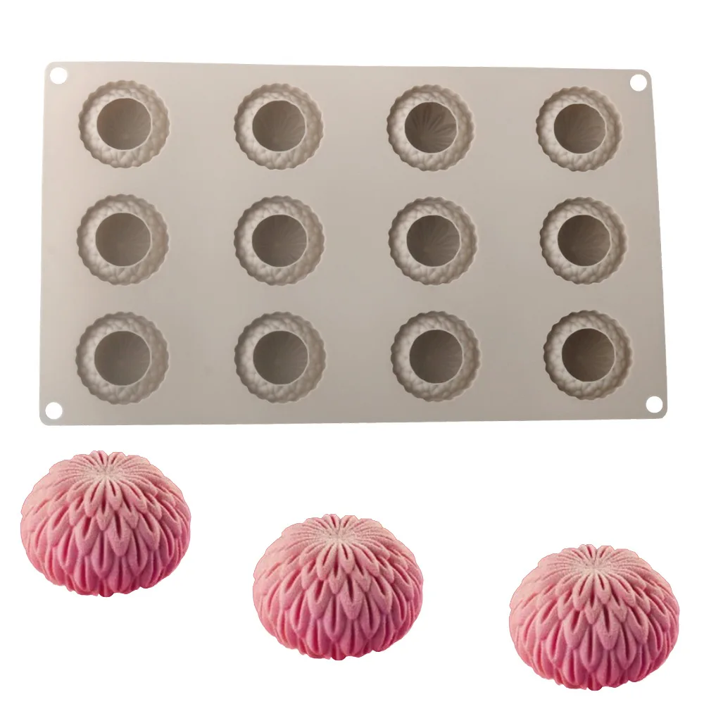 

Hot Selling 6-12 Hole Silicone Mousse Cake Mold Chrysanthemum Shape French Dessert Mold Creative Pudding Chocolate Baking Tools