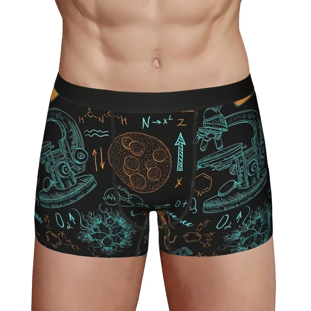 Vintage Seamless Old Laboratory with Microscope Chemistry Pattern Underpants Cotton Panties Male Underwear Shorts Boxer Briefs