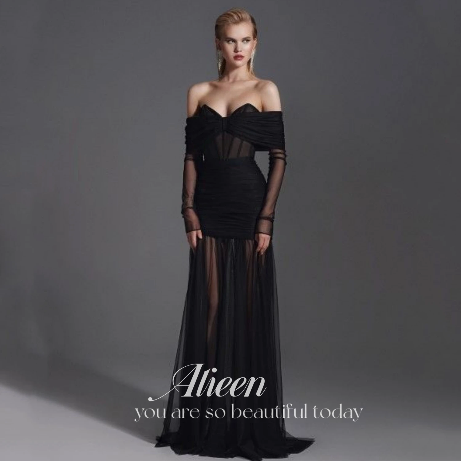 

Aileen Celebrity Dress Cocktail of Dresses for Prom Black Mesh Sexy Women Evening Dress Party Evening Elegant Luxury Celebrity