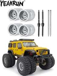 YEAHRUN Metal Front Rear Wheel Rims Hubs & CVD Driver Shaft for Axial SCX24 All Series 1/24 RC Crawler Car Truck Accessories