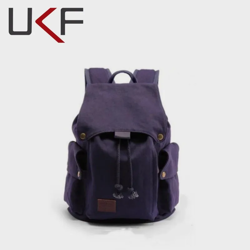 

UKF Mochila Versatile Canvas Lady Backpack College Student Leisure Korean Literature Travel Computer Schoolbag Male High School