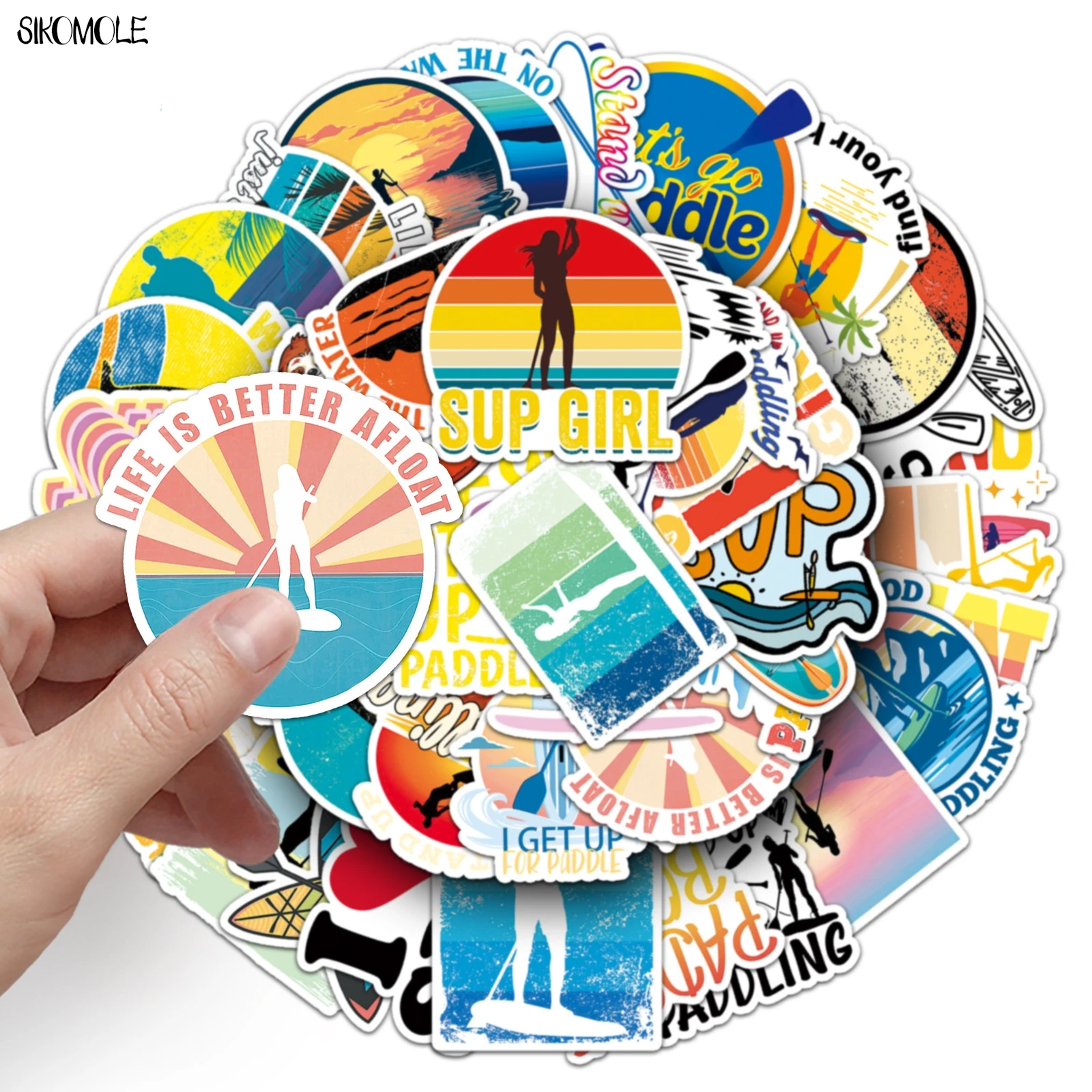 10/30/50 Uds. Pegatinas de tabla de Paddle de pie de dibujos animados bonitos deportes geniales estéticos DIY calcomanía de equipaje de viaje para niños paquete de pegatinas de grafiti