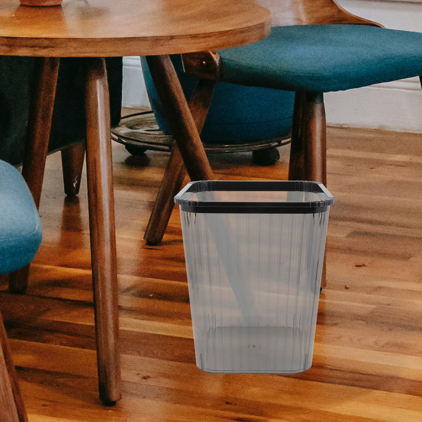

Transparent Trash Bin Pet Plastic Small Trash Can for Bedroom Living Room Garbage Holder Clear Waste Basket Multifunctional Use