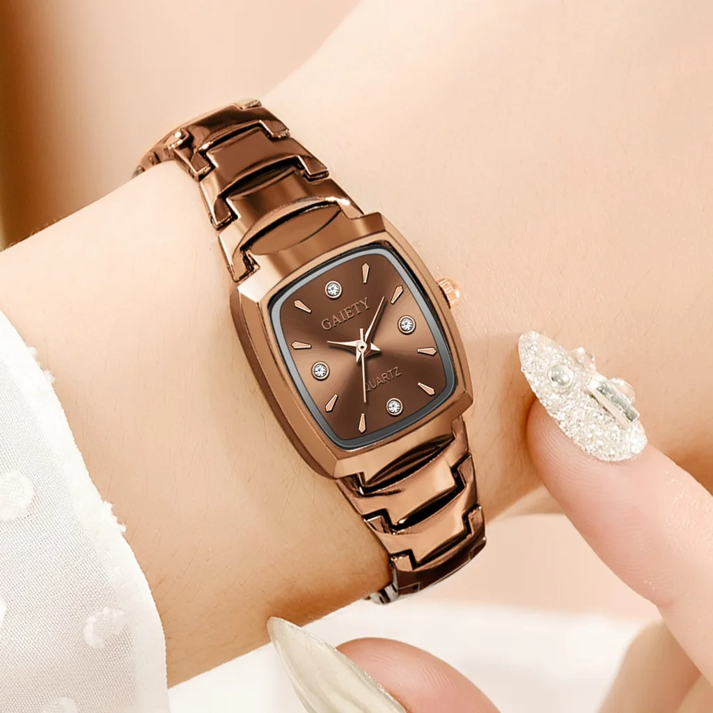 Reloj de acero inoxidable para mujer, cronógrafo de cuarzo, elegante, de lujo, con diamantes de imitación, regalo, 2022