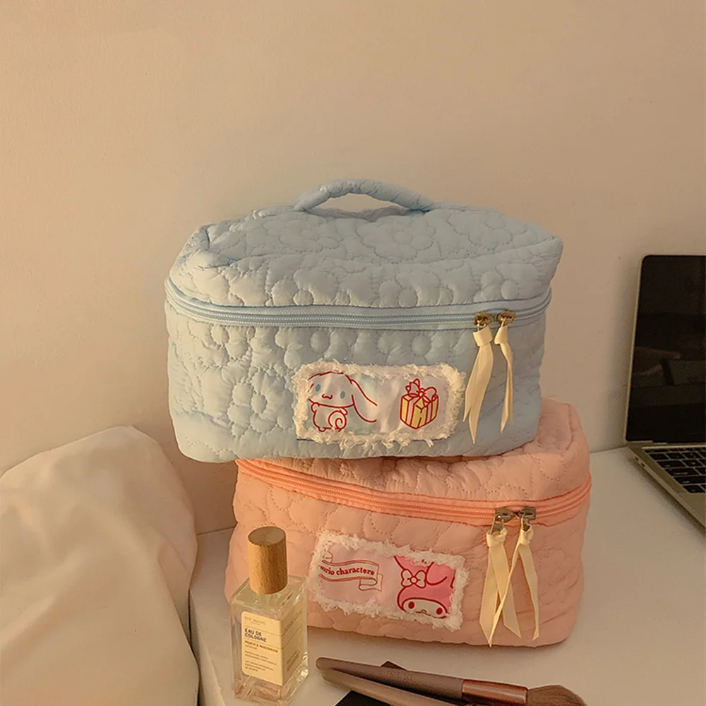 Borsa cosmetica da viaggio Sanrio Hello Kitty Cinnamoroll Melody custodia per trucco portatile da donna borsa da toilette Organizer borse