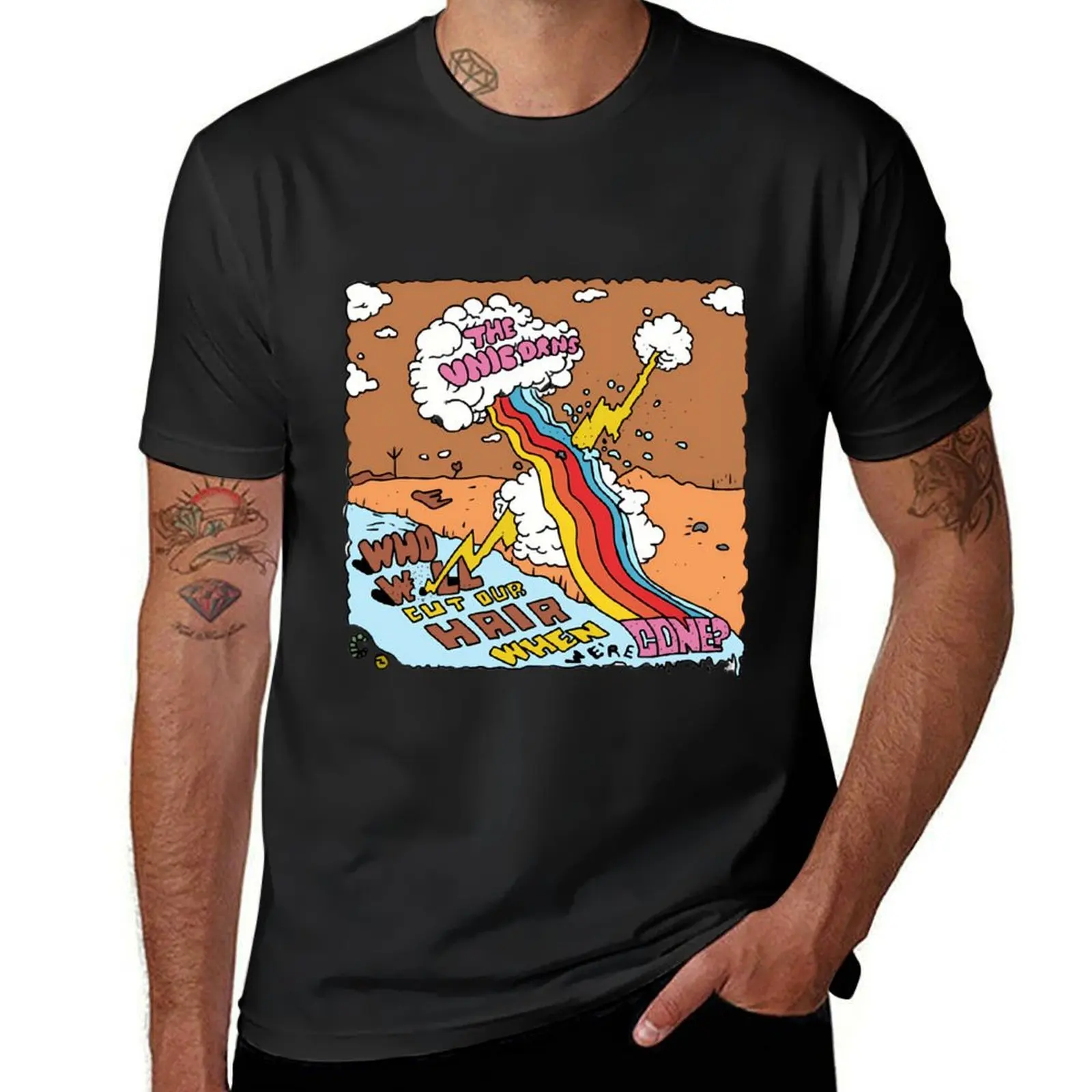 The Unicorns band T-Shirt anime cute tops Men's clothing