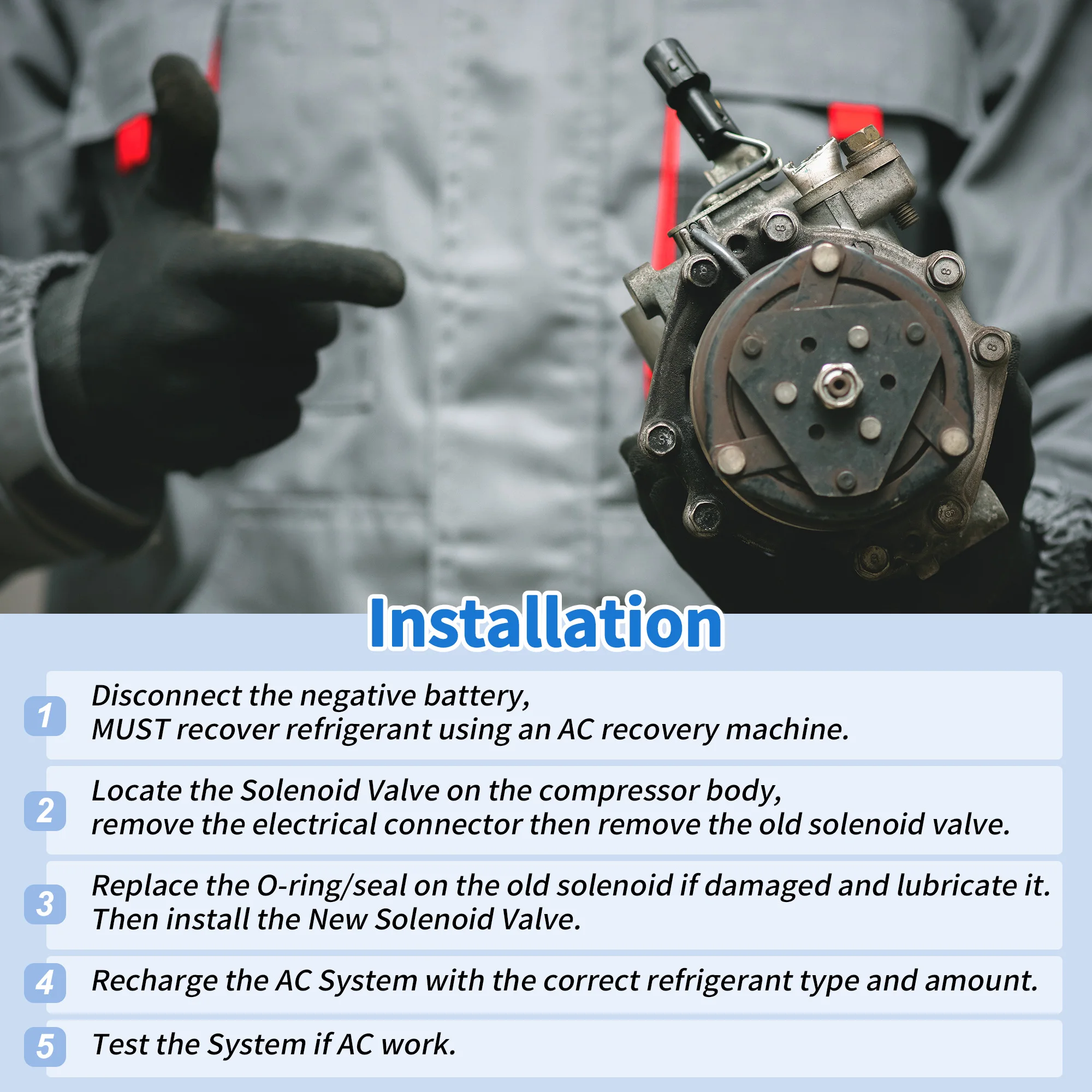 โซลินอยด์วาล์วควบคุมคอมเพรสเซอร์แอร์ UXCELL สำหรับ 6SEU16C/6SEU14C สำหรับรถยนต์โตโยต้าและไซออน