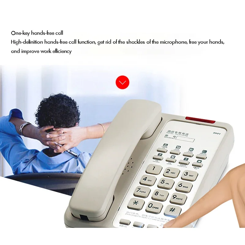 Telephone Landline for Home Hotel Office, Corded Business Desktop Phone with Speaker, Support One-Button Redial, and Flash