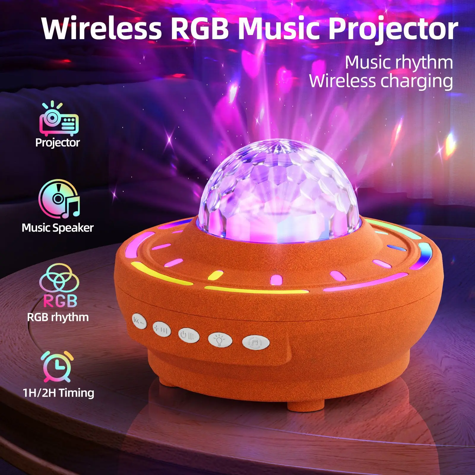 

Flock Projection Night Light, Rechargeable LED Starry Projector Bedside Table Lamp for Bedroom Decor Gift