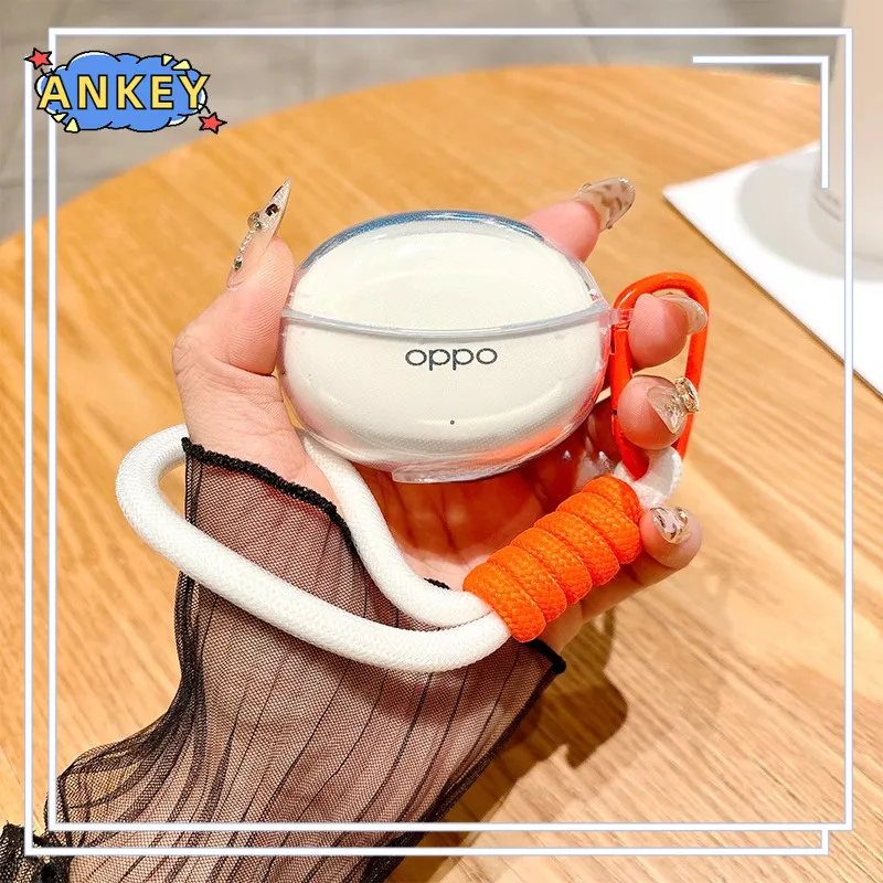 For OPPO Enco Free 2i 2 Transparent Earphone Silicone Clear Case Earbuds Soft Protective Headphone Cover Skin with Nylon Lanyard