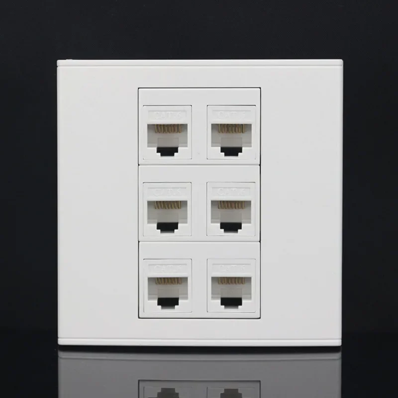 6-port GIGABit Network Wall Socket, RJ45 Network Cable Module CAT6 Computer Network Cable Connects To The Computer Socket Panel