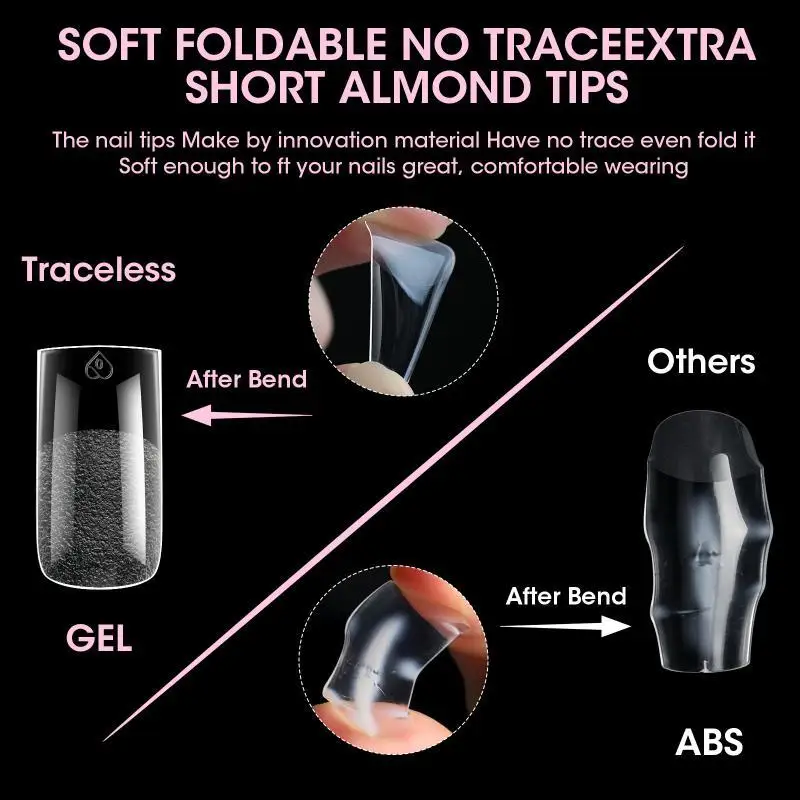 Full Cover Short Almond Soft Gel X Nail Tips 64Pcs Frosted Matte Fake Nails for Creative Nail Art Design