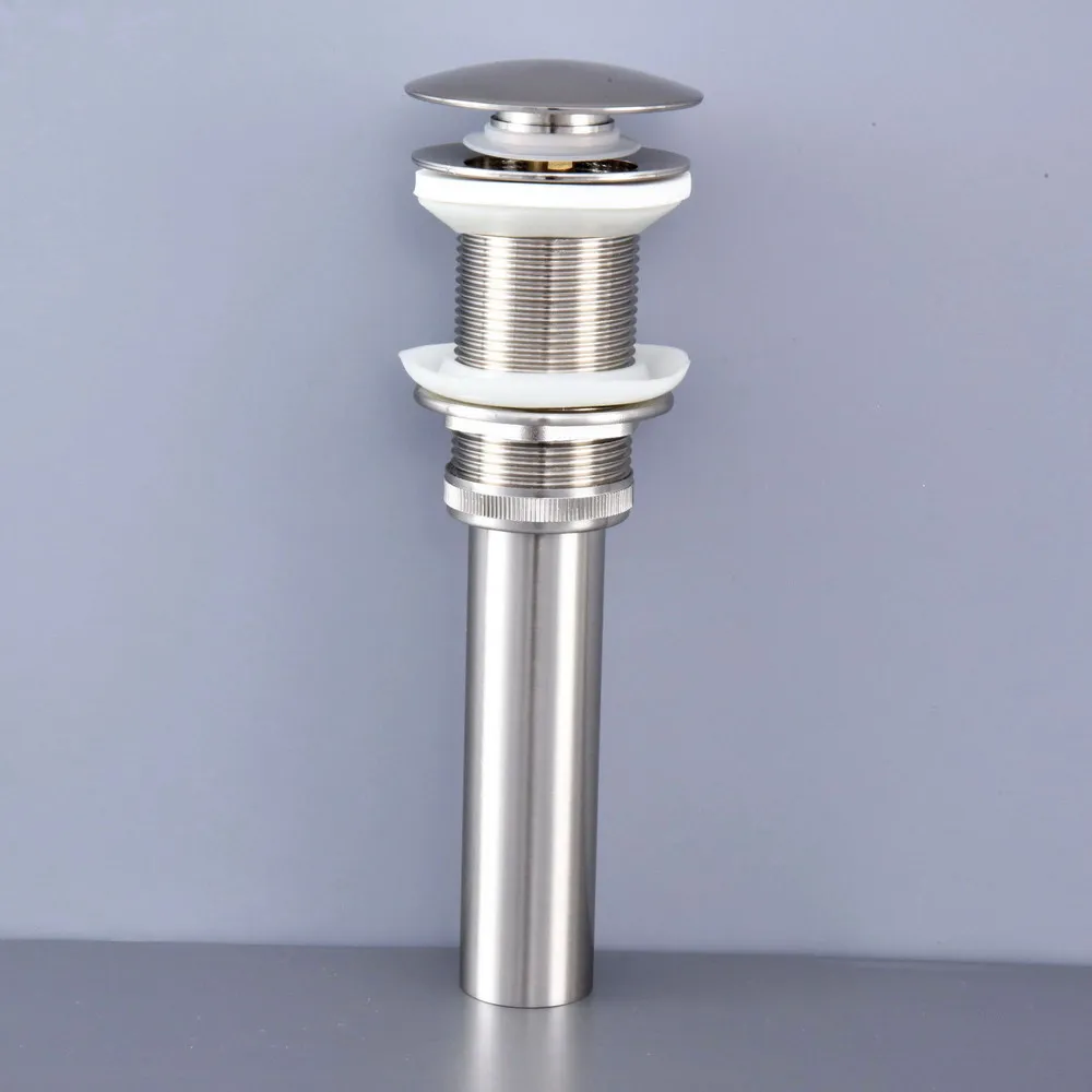 

Brushed Nickel Brass Large Round Cap Pop Up Bathroom Sink Basin Waste / Drain Without Overflow Bathroom Accessory msd072