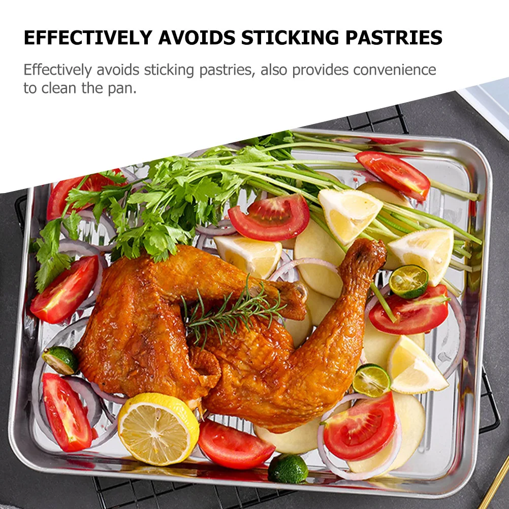 

Professional Stainless Steel Baking Tray Multi-Function Nonstick Heat-Resistant Kitchen Baking Pan Reusable Serving Tray