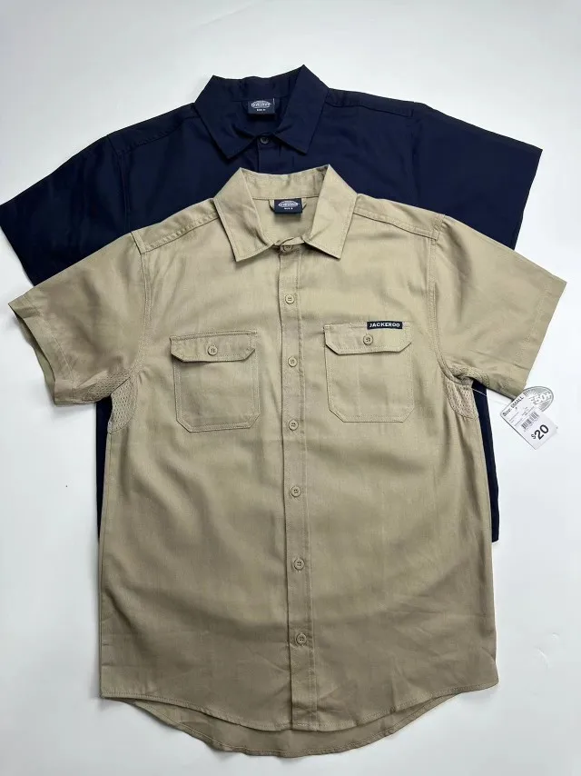 

Мужская летняя рубашка из чистого хлопка с коротким рукавом, двойным карманом, отложным воротником, винтажная, однотонная, в стиле рабочей одежды