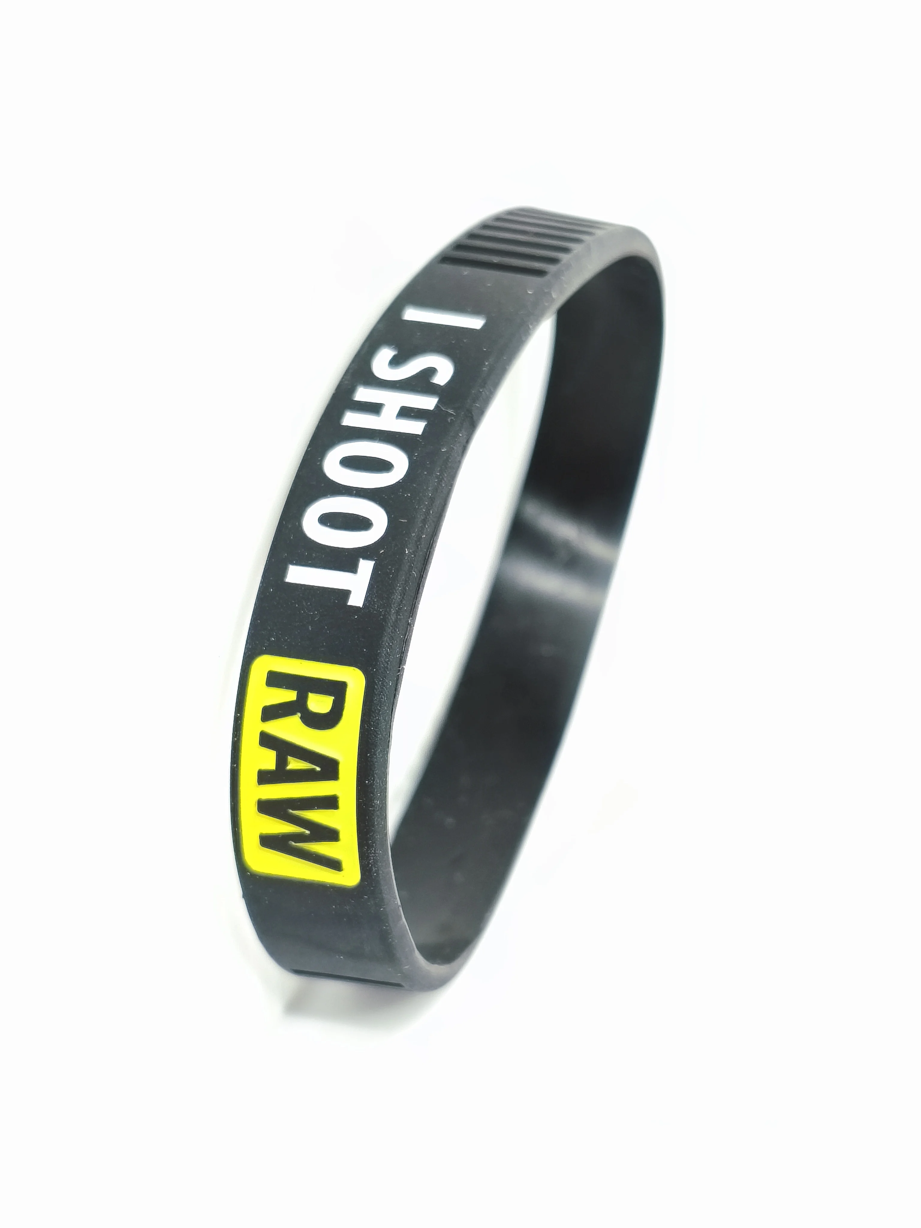 Yellow I SHOOT RAW Silicone bracelet Photographer\'s Wristband