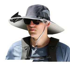 Tapa de ventilador solar multipropósito solar al aire libre. Viento de tres velocidades ajustable con puerto de carga USB. Gorra de pesca Sombrero de sol al aire libre 8 Mejor sombrero de ventas de fanáticos - №3