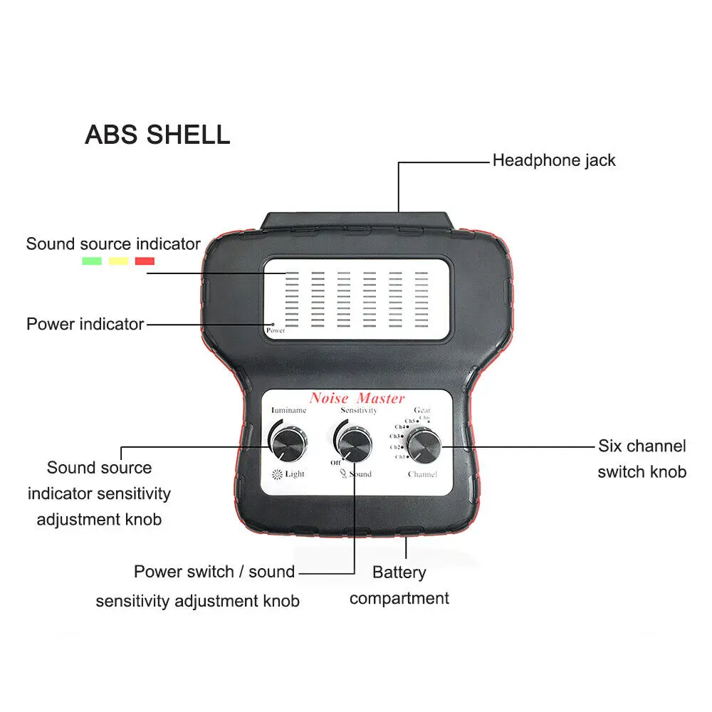 Automotive Six-Channel Noise Detector Electrical Stethoscope Car Noise Finder Diagnostic Detector Listening Device Machine