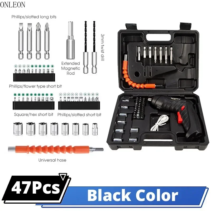 

47pcs 3.6v Power Tools Set Household Maintenance Repair 1300mAh Lithium Battery Household Electric Drill Cordless Screwdriver