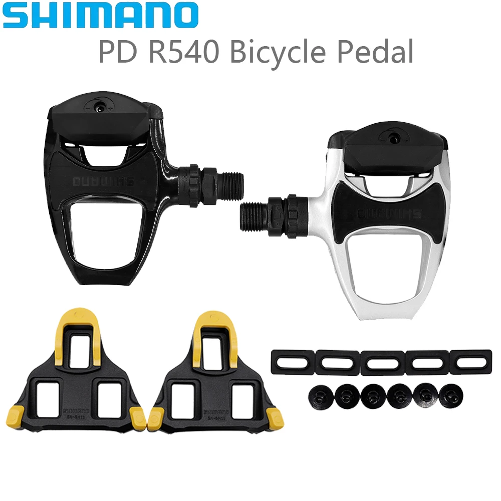 SHIMANO PD R540 Road Bike Pedal For Road Gravel Bike Self-locking SPD-SL Light-weight Bike Silvery Black Pedal Original Parts