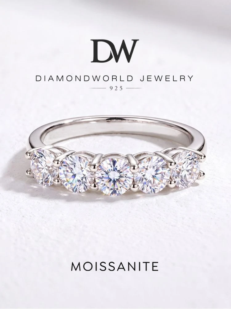 DW Echte 1,5 CT Eternity Band Moissanit Ringe für Frauen Geschenk 925 Sterling Silber Brillante Diamant Hochzeit Luxus Edlen Schmuck