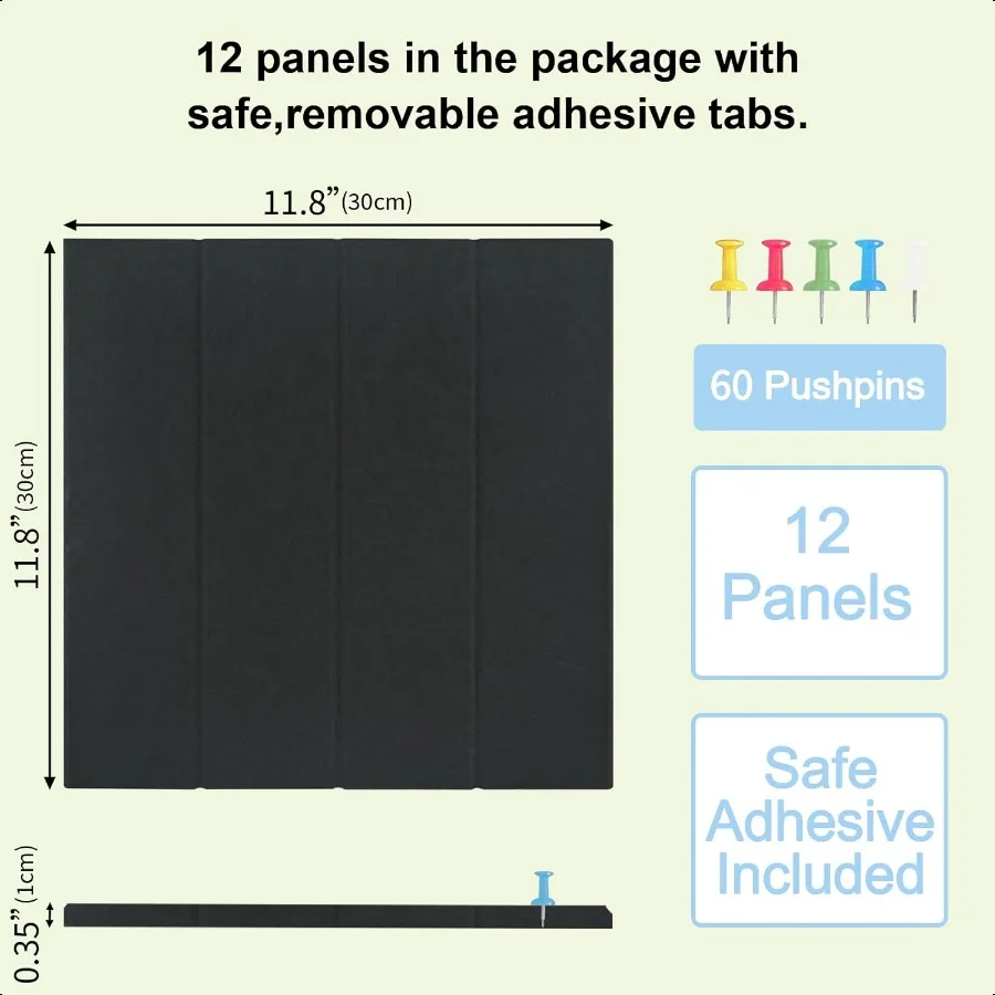 لوحة الفلين الكبيرة ورأى بلاط الحائط 47 "x 35" 12 حزمة لوحة الإعلانات ورأى لوحة إبرية مع علامات تبويب لاصقة آمنة قابلة للإزالة ودبابيس الضغط #2
