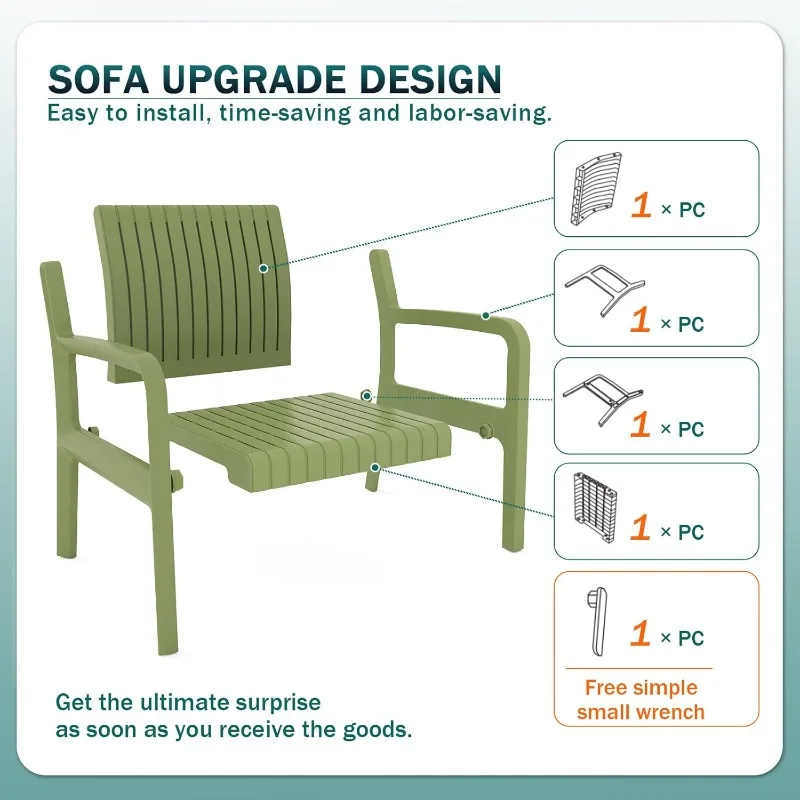 No Rust Modular Outdoor Sectional Sofa Set, All Weather Patio Conversation Set, for Backyard, Deck, Poolside with Coffee Table