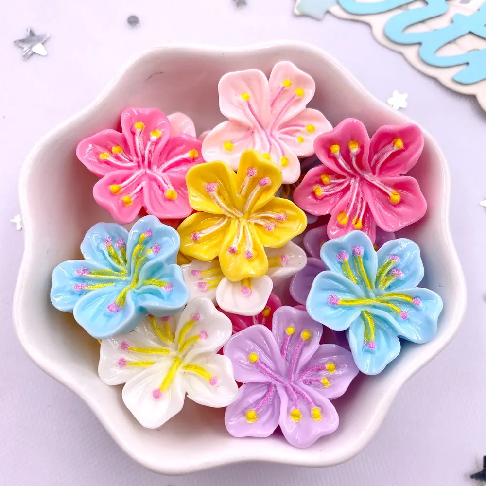 20PCS Mixed Resin 3D Colorful Painted Kawaii Peach Blossom Flat back Stone Figurines Scrapbook DIY Bow Decor Accessories Crafts