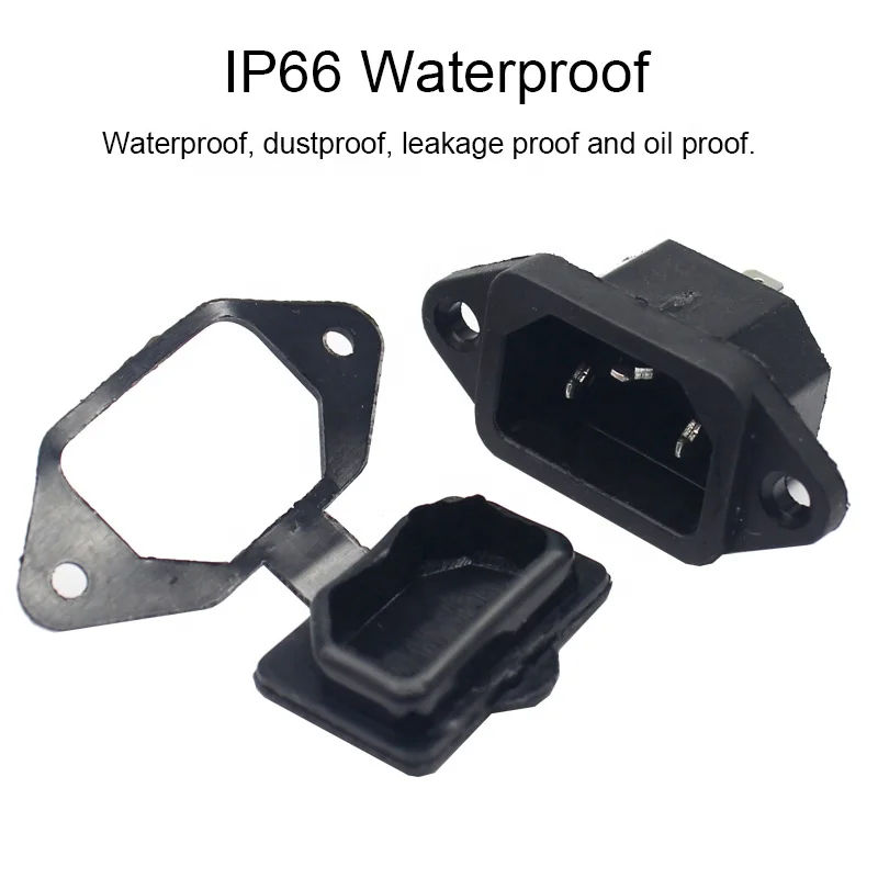 3 Pcs AC 250V 10A IEC 320 C14 Panel Mount Plug Adapter Power Connector Socket with Spring Cover