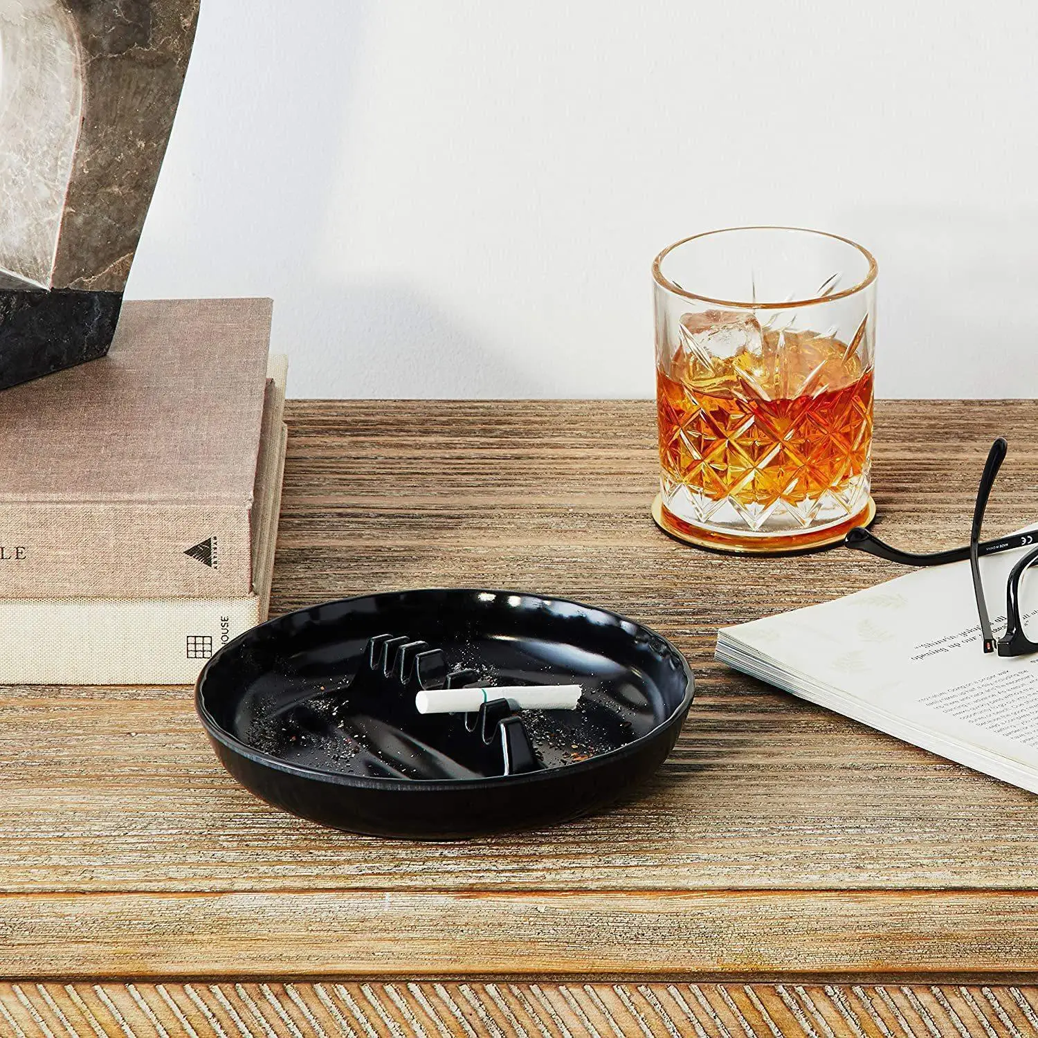 Personalized Creative Plastic Fireproof Ashtray Drop-Resistant Non-Fragile Round Melamine Ashtray Household Office Decoration