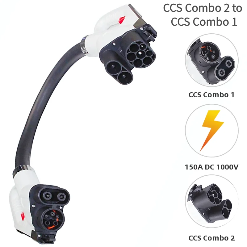 Type2 to Type1 CCS2 to CCS1 Electric Vehicle EV Adapter Type 2 CCS2 Socket to CCS1 Type 1 SAE J1772 Plug EVSE Charger Connector