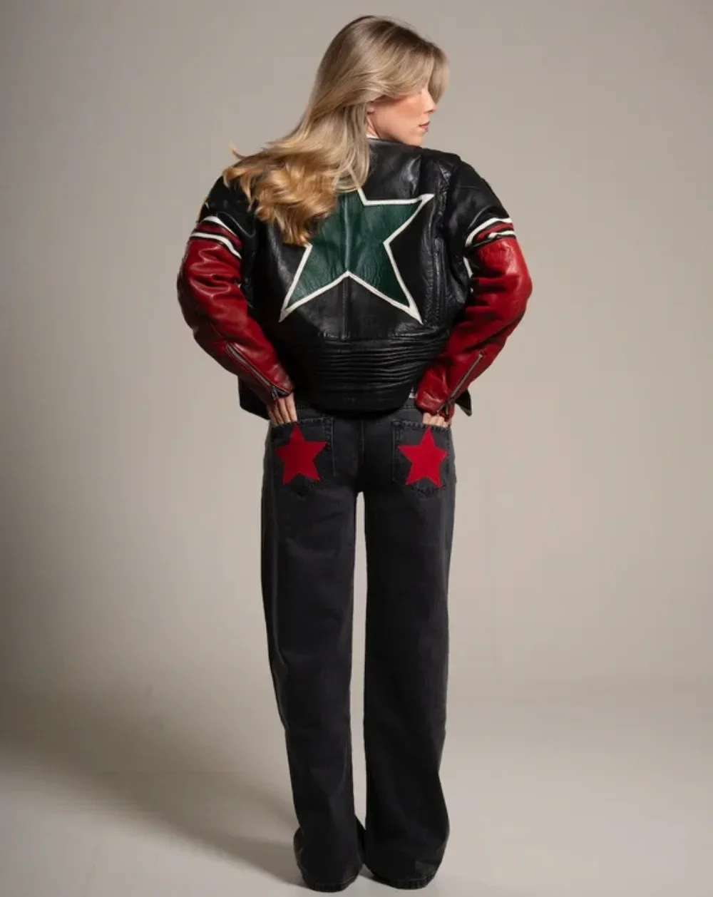 Vintage estrela de cinco pontas impressão alta espera jeans mulher rua harajuku baggy jeans roupas femininas casuais calças jeans retas