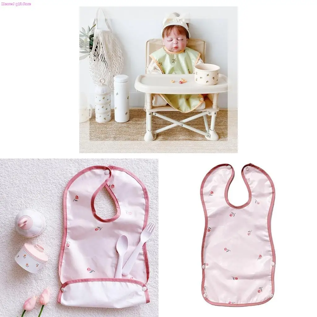 D0JC Baby Feeding Drool Bib Printed Button Saliva Towel Waterproof Burp Cloth