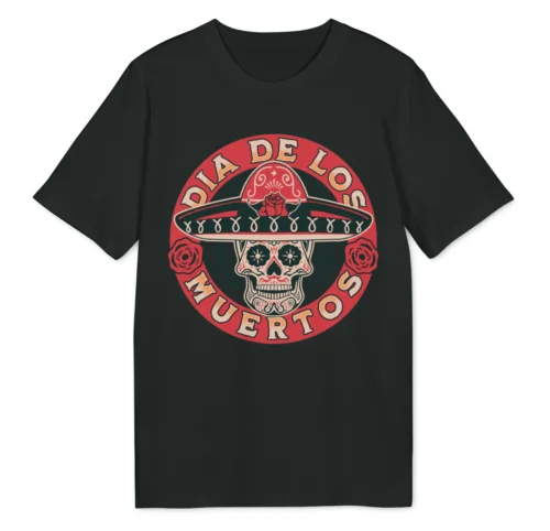 T-Shirt Dia De Los Muertos Shirt Halloween Latino Skull Roses Required