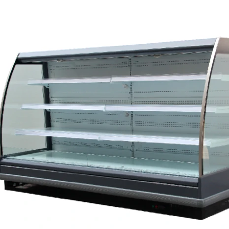 ثلاجة عرض المشروبات التجارية الطازجة المخصصة للتخزين مبرد جزيرة شبه عمودي للسوبر ماركت #1