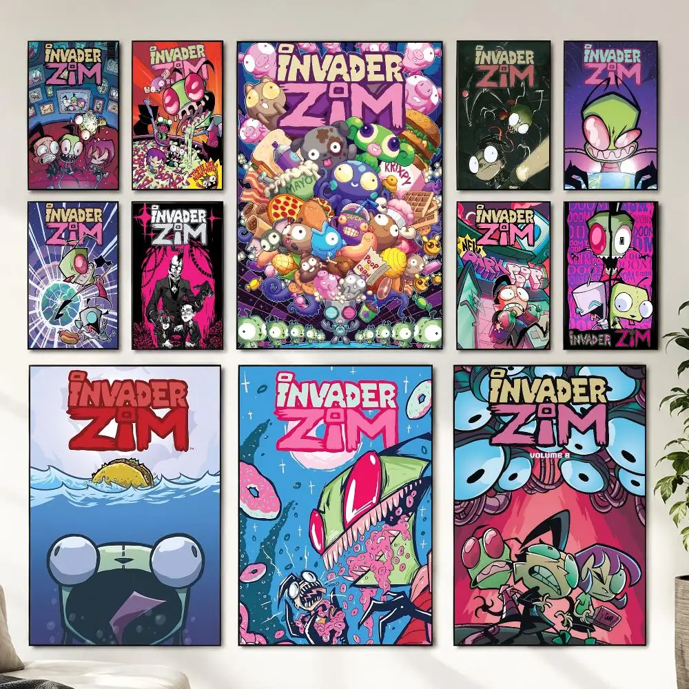 Best Sale I-Invader Z-Zim Poster Sticker Self Adhesive For Playroom Bedroom Hallway Home Wall Art Decor Perfect Gift