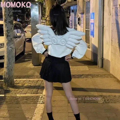 Cardcaptor Sakura Card Captor Cosplay Wing Kinomoto Sakura Cosplay Costume Wig Pink Lolita Dress Halloween Fancy Cos Par Anime