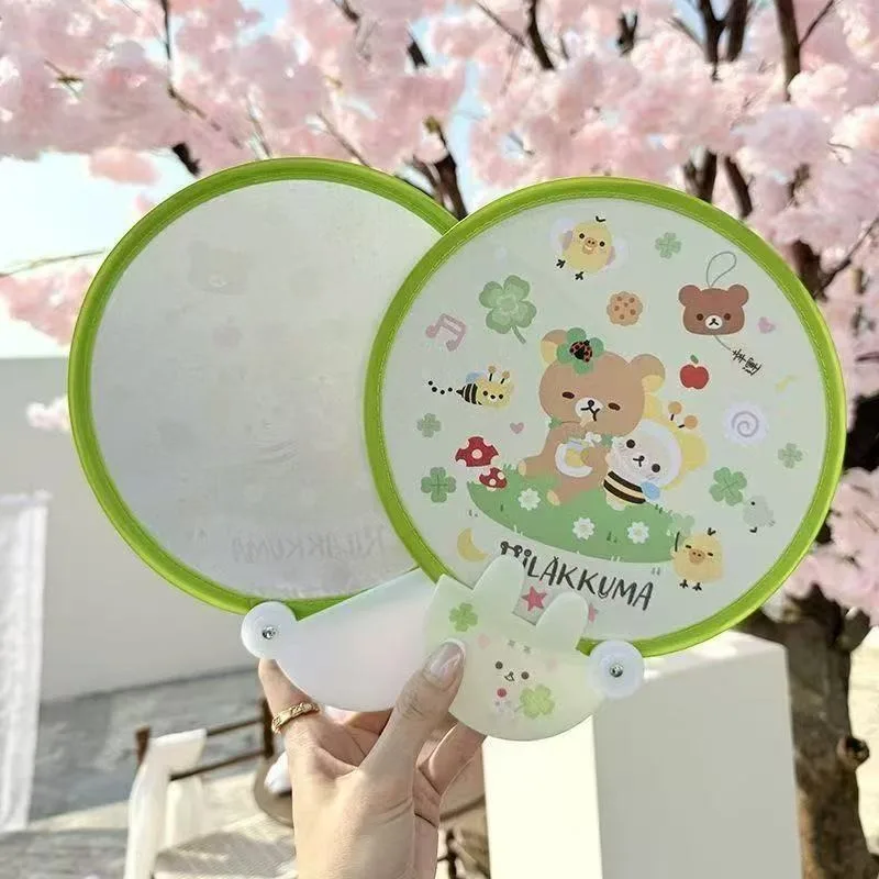 Kawaii Summer Cartoon Folding Fill Light Fan Easy Bear Miffy Rabbit Portable Group Fan Carry Small Fresh Student Round Fan
