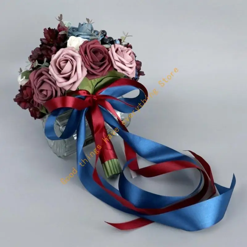 

Wedding Bouquet Bridal Bridesmaid Silk Rose Flower Valentine's Day Confession 55KF