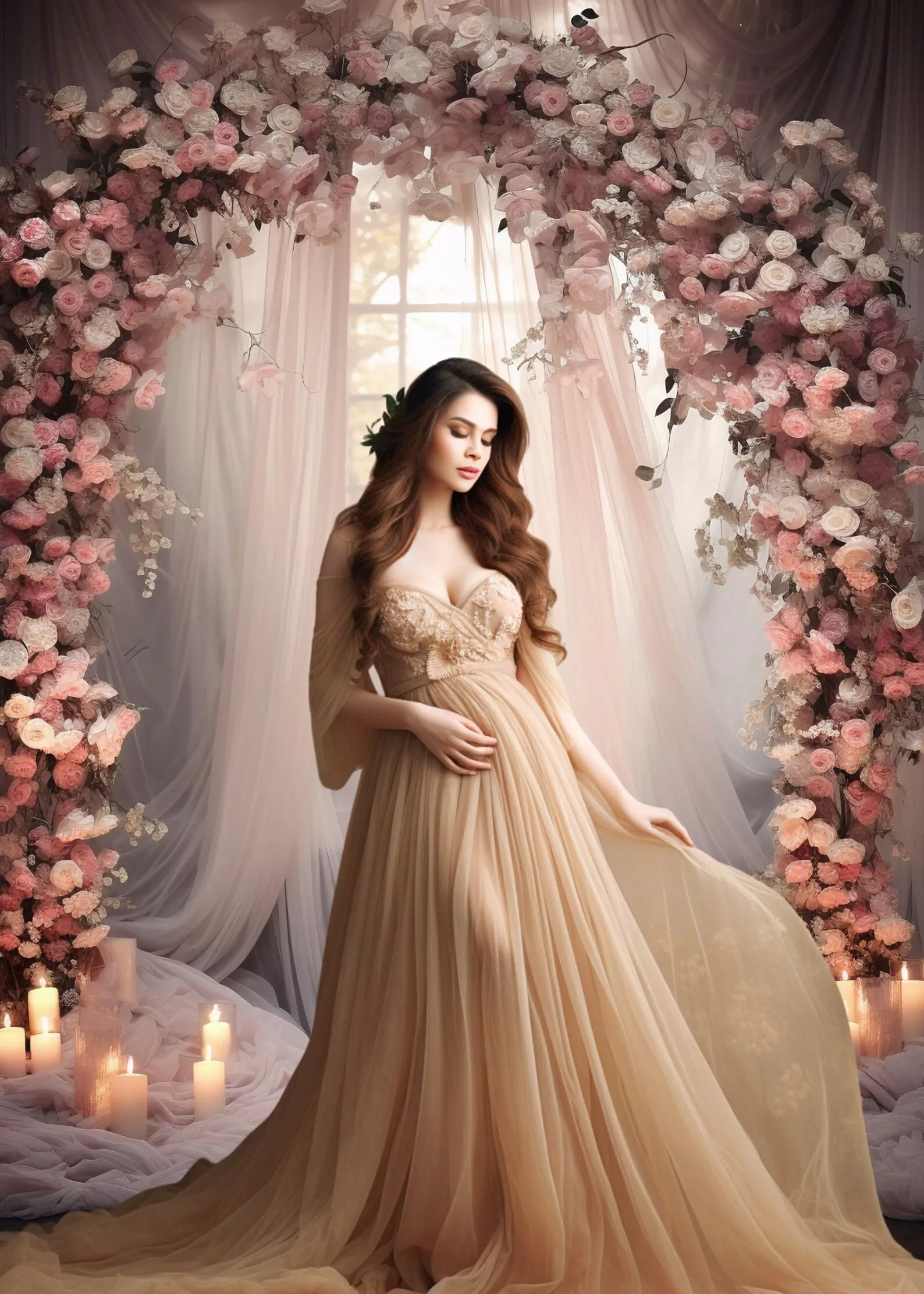 Mehofond 사진 배경 아치, 꽃 창 커튼, 성인 생일, 결혼식, 출산 초상화 장식, 사진 스튜디오 배경