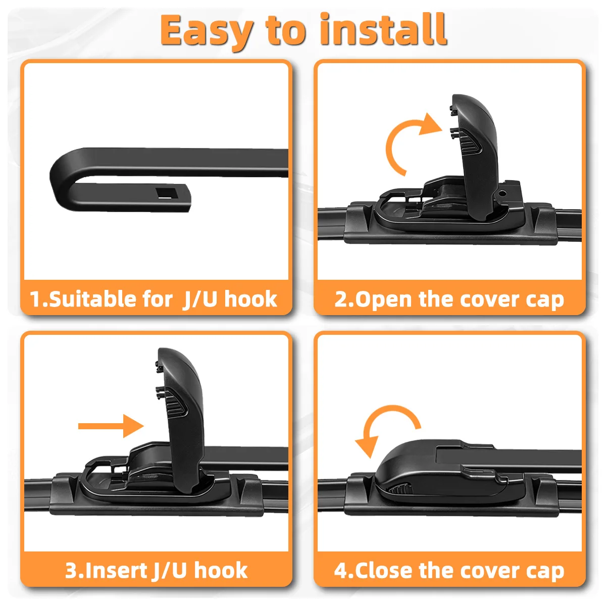 1PC Car Windshield Wiper Blade J/U Universal Soft Rubber Boneless Car Wiper 12\