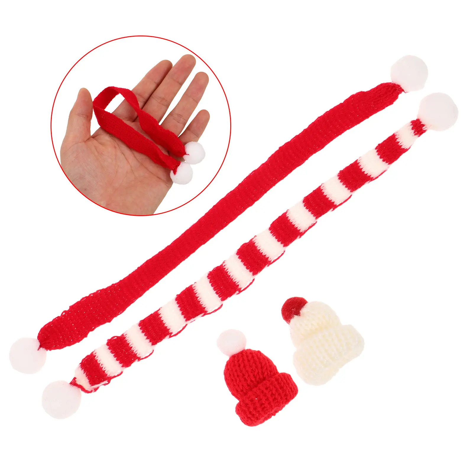 

40Pcs Mini Christmas Scarves Hat Set Soft Knitted Caps Tiny Holiday Accessories Mini Knit Hat Scarf Winter Outfit Festive