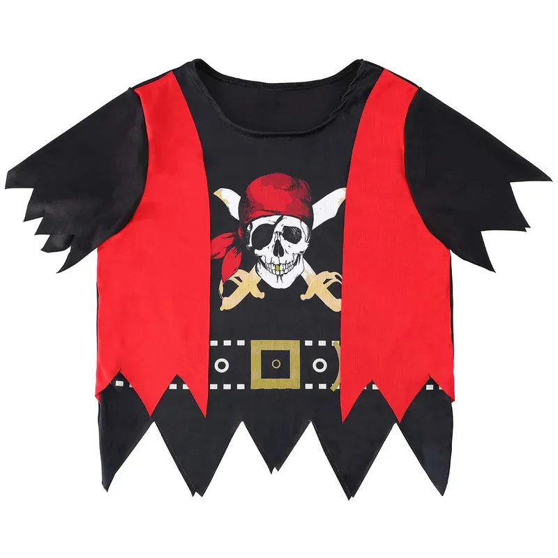 Sky01 Kids Boys Pirate Carnival Purim Costume Children Pirate Dress Up Completed Set Cosplay Costumes Pirate Captain AccessWd01@