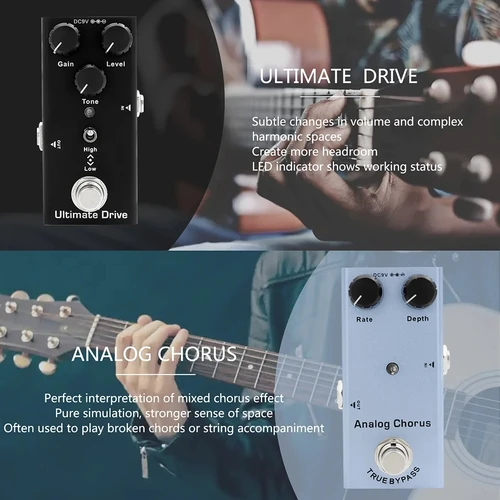 Imagen 2 del producto Pedales de efectos de guitarra eléctrica, Overdrive Vintage, retardo analógico, modulación de retardo Digital, Pedal de tipo único, True Bypass