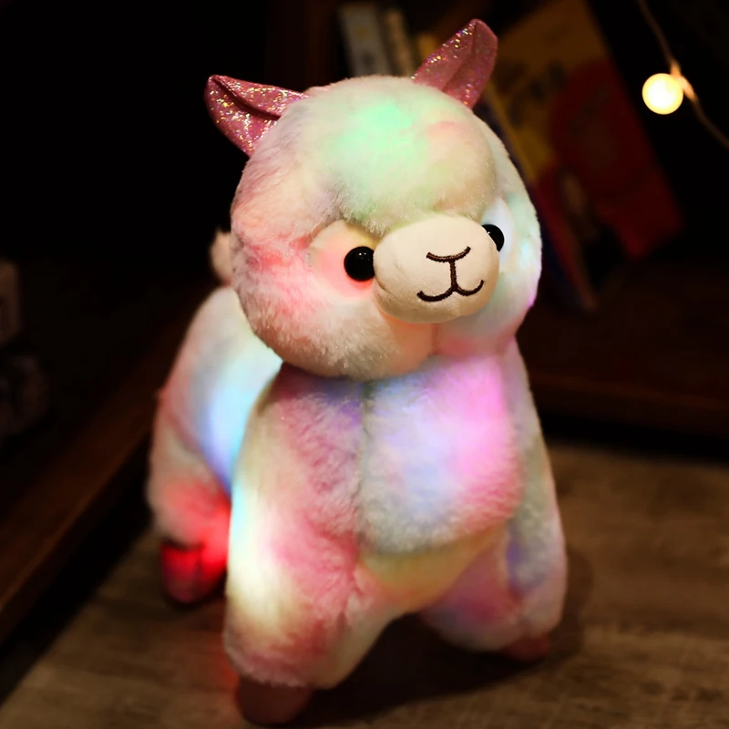 

35CM Cute Glowing LED Light Colorful Alpaca Animal Plush Toys Lovely Luminous Sheep Pillow Stuffed Doll For Children Girl Gifts
