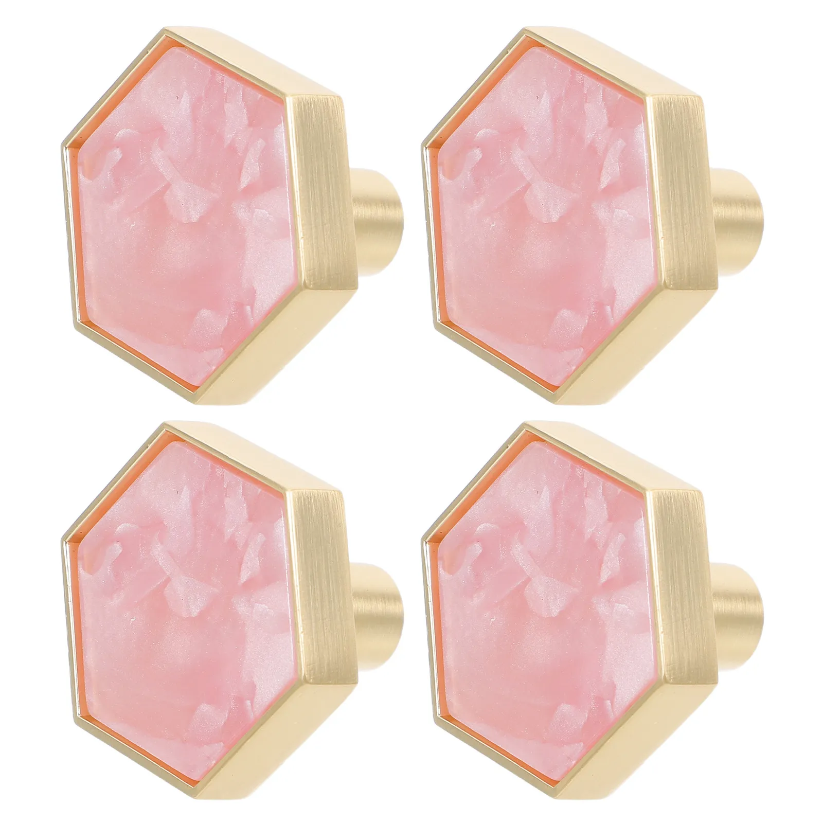 4Pcs Zinc Alloy Hexagon Cabinet Knobs Shell Design Elegant Vintage Drawer Pulls for Kitchen Cabinets Wardrobes Dresser Vanity