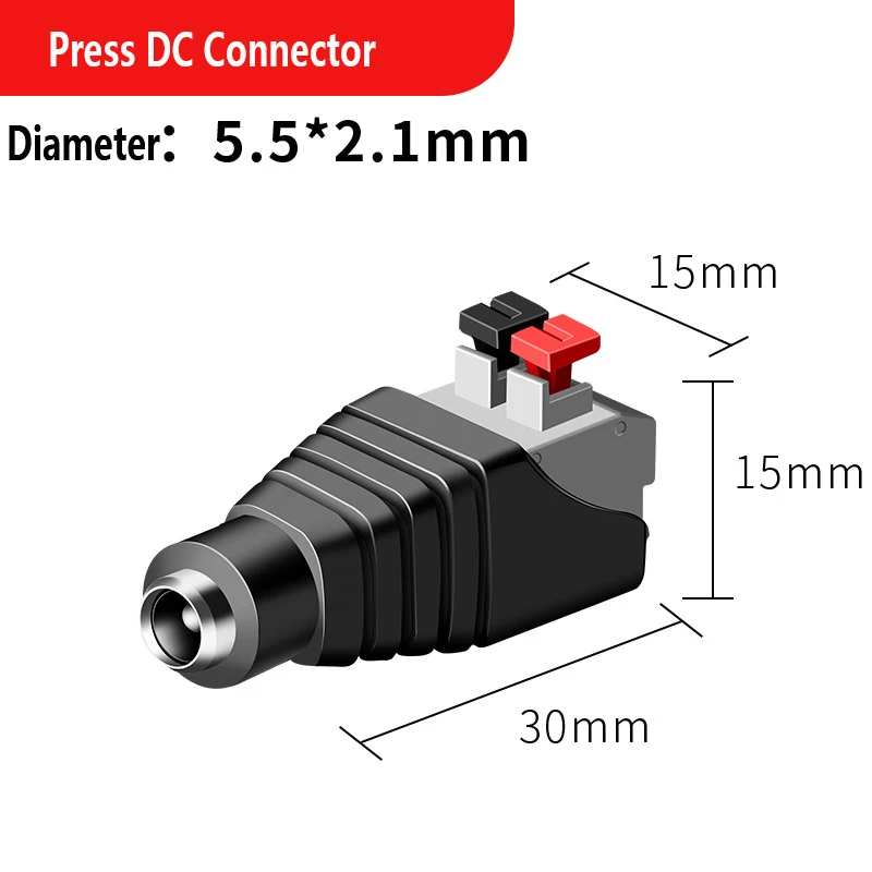 DC Power Connector Plug Male and Female DC Connector 5.5mm X 2.1mm Power Jack Adapter Socket For CCTV Camera LED Strip Speaker